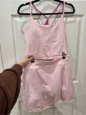 Light Pink Strappy Athletic Top and Skirt